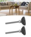Two M6 adjustable furniture legs with 1.2 inch rubber base levelers support up to 10kg each, shown in a modern living room setup.