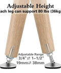 Four heavy duty M10 swivel adjustable leveling feet with T Nut for screw on cabinet, table, and chair legs in use