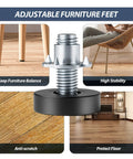 12 Pack Furniture Leveling Feet With T Nuts One Quarter Inch 20 UNC Thread Adjustable Levelers No Wobble MROCO on wood floor