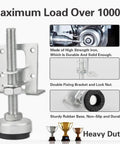 Close-up of 4 Pack Heavy Duty Adjustable Furniture Leveling Feet with L shape bracket for tables and appliances.