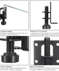 Four-pack adjustable L shaped furniture leveling feet with heavy duty brackets provide stable height control