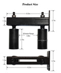 Sliding Gate Rollers And Guide Kit With Four Inch Nylon Wheel Heavy Duty Steel Bracket For Sliding And Rolling Gates Adjustable Bracket Opens Up To Five Point Seven Inches Provides Smooth Quiet Operation And Durable Rust Resistant Construction, dimensions labeled