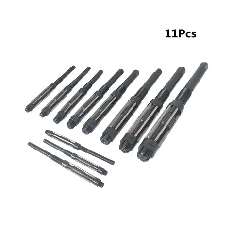 Durable Adjustable High Speed Steel Hand Reamer Set For Drilling Machines 11 Pieces H4 Through H14 Size Range 0.46875 Inch To 1.5 Inch Straight Flute