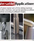 Adjustable Hand Reamer Set, 9 Piece High Speed Steel Reamers Ranging From 15/32 Inch To 1-3/16 Inch, Straight Flute, in use