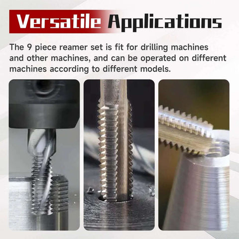 Adjustable Hand Reamer Set, 9 Piece High Speed Steel Reamers Ranging From 15/32 Inch To 1-3/16 Inch, Straight Flute, in use