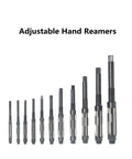 Durable Adjustable High Speed Steel Hand Reamer Set for Drilling Machines 11 Pieces H4 Through H14 Size Range 0.46875 Inch To 1.5 Inch