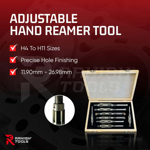 Adjustable Hand Reamer Tool Set Delivers Precise Hole Finishing From 15/32 To 1-1/16 Inches In Metal And Wood With Carbon Steel Blades And A Durable Mild Steel Body For Clean Accurate Reaming Rahish Tools