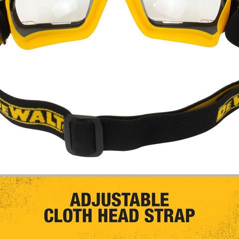 Clear Anti Fog Safety Goggles With Anti Scratch Coating Low Profile Frame, adjustable strap close-up