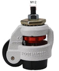2.36" inch Adjustable Height Floor Lock Heavy Duty Caster Wheel 60mm - M12 Threaded stem side view, showing smooth motion design.