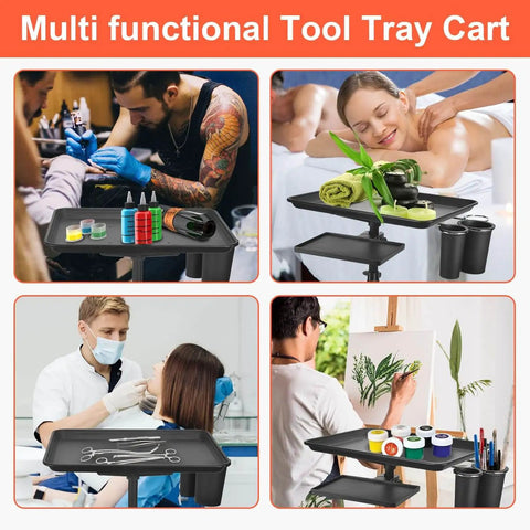 On Wheels Salon Tray Cart With Adjustable Height And Storage Platform Aluminum And Iron Rolling Tray For Tattoo Spa Dental Use Pro Grade Durable Service Cart With Easy Access And Stable Support in various use scenarios