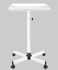White Salon Tray Rolling Cart With Wheels Adjustable Height Service Tray For Tattoo Medical And Dental Rooms Minimalist Color Tray On Four 360 Degree Casters Easy Height Lift Durable Mobile Beauty Tray