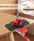 Concealed 35mm Cabinet Hinges With Foldable Soft Close Retrofit Design And Drill Locator Tool Kit showing adjustable margins.