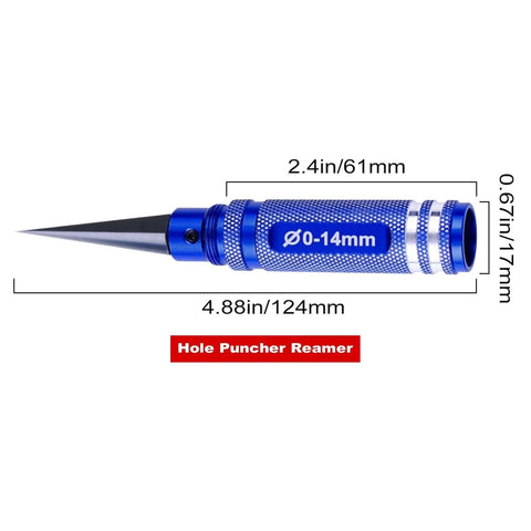 Side view of 0 To 14 Millimeter Adjustable Hole Puncher Reamer For RC Body Shells And Models Heavy Duty Stainless Steel Drill Tool