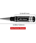 Adjustable 0 To 14mm Hole Puncher Reamer For RC Car Body Shells And Aircraft Models, stainless steel, black tool with measurements