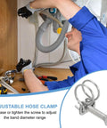 Installer using 24 To 28 Millimeter Adjustable Double Wire Hose Clamp Set Of 10 Stainless Steel 304 Hose Clips on pipe under cabinet