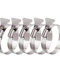 2 Inch Adjustable Hose Clamps 5 Pack With Easy Turn Thumb Screw 1.5 To 2.5 Inch Diameter 304 Stainless Steel Corrosion Resistant