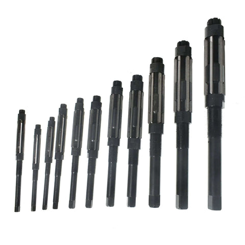 Durable Adjustable High Speed Steel Hand Reamer Set For Drilling Machines 11 Pieces H4 Through H14 Size Range 0.46875 Inch To 1.5 Inch