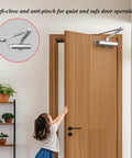 Heavy Duty Hydraulic Door Closer With Adjustable Arm And Hold Open Aluminum Alloy Construction installed on wooden door