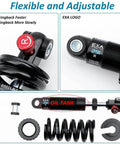 Adjustable Coil And Oil Rear Shock Absorber For MTB, E Bike, And Scooter Hydraulic Damping, red rebound knob, components view