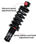 Adjustable Coil And Oil Rear Shock Absorber For MTB, E Bike, And Scooter Hydraulic Damping with red rebound knob, 165mm shown