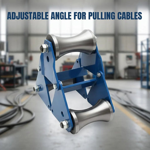 Industrial Cable Pulley For Large Scale Laying And Wire Pulling Tools, Heavy Duty Steel Sheave For High Load Cables Tugger in workshop.