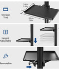 Durable Iron Alloy Salon Tray Cart on Wheels With Adjustable Height and 360 Degree Swivel Easy Clean Tattoo Tray Stand for Spa and Dental Clinics Stable Rolling Trolley for Professional Work By ZHOOGE showing adjustable tray sizes and removable feature.