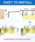 Adjustable L Brackets For Sliding Doors Dual Row Right Angle Bracket With Guide Roller Mount Thickened Steel Galvanized Finish steps