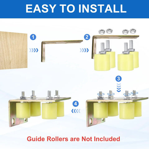 Adjustable L Brackets For Sliding Doors Dual Row Right Angle Bracket With Guide Roller Mount Thickened Steel Galvanized Finish steps