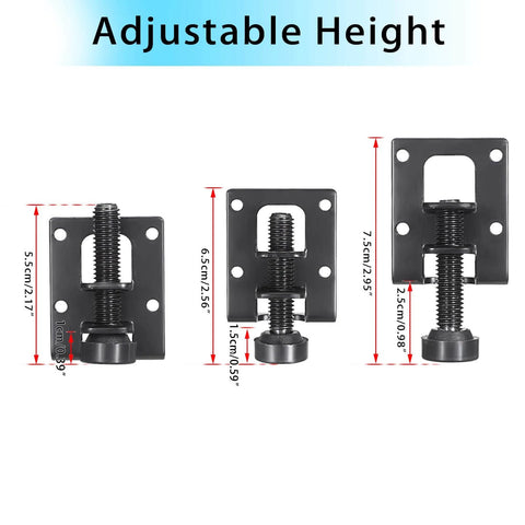 Image showing adjustable L shaped furniture leveling feet with heavy duty brackets, highlighting size for stable height control.
