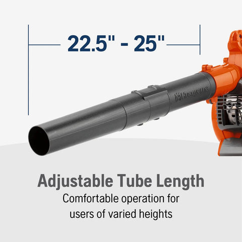 Powerful 28cc Gas Leaf Blower With adjustable tube length shown, highlighting ergonomic design for easy operation