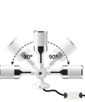 Adjustable multi-directional ceiling light fixture with three rotating LED bulbs and white base.