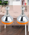 Rock Solid Heavy Duty Adjustable Leg Leveler Set 4 Pack M8 Thread 600 Lb Capacity with orange and silver base in office setup