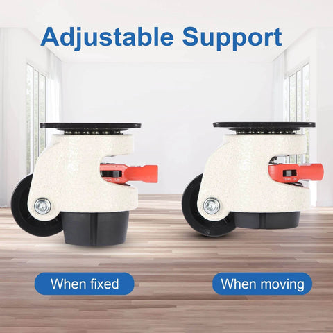 Adjustable Leveling Casters Heavy Duty with Upgraded Ratchet Handle Design, 360 Degree Swivel Castor Wheels for Workbench, 4 Pack