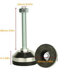 Heavy Duty Leveling Leg Set With 2.36 Inch Base Diameter And M12 Thread, 100mm Adjustable Feet Deliver 1300 Lb Capacity