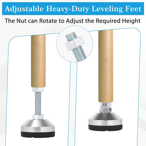 Heavy Duty Leveling Feet M12 Thread Adjustable Leg Levelers With 2.36 Inch Base Diameter Anti Skid Rubber Feet For Workbench Machine And Cabinet Durable Carbon Steel Construction Includes Wrench