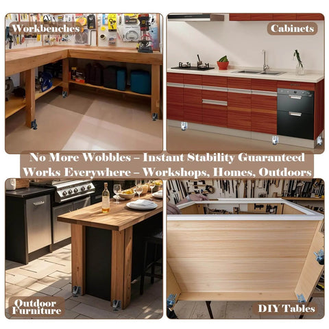 Heavy Duty Leveling Feet 4 Pack Adjustable Furniture Levelers With 1320 Lb Capacity installed on various furniture types