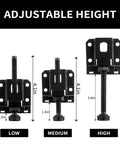 Beefy Heavy Duty 4 Pack Adjustable Leveling Feet for Tables and Cabinets showing height settings