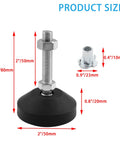 4 Pack Adjustable M10 Leveling Feet With T Nuts For Furniture And Machinery No Slip Swivel Threaded Rubber Feet With Nylon Bottom Heavy Duty Appliance Feet For Tables Desks Cabinets And Equipment D50 M10 80mm showing size dimensions