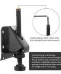 Beefy Heavy Duty 4 Pack Adjustable Leveling Feet for Tables and Cabinets with screws, lock nuts, and included wrench for adjustments.