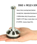 Heavy Duty Leveling Leg Set With 2.36 Inch Base Diameter And M12 Thread, 100mm Adjustable Feet Deliver 1300 Lb Capacity