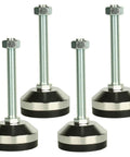 Heavy Duty Leveling Leg Set With 2.36 Inch Base Diameter And M12 Thread, 100mm Adjustable Feet Deliver 1300 Lb Capacity For Workbenches, Machines, Cabinets, Chrome Plated Carbon Steel With Anti Skid Pads, Black Finish, 4 Pcs