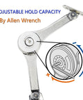 Close-up of adjustable lid support hinge with allen wrench adjustment, part of Hinges Soft Close, Lid Support Hinges, Lid Stay for Chest Wardrobe.