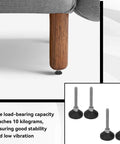 Adjustable M6 Furniture Leveling Feet Set Of 4 With Swivel Table Glides for Tables and Chairs shown with rubber feet attachment