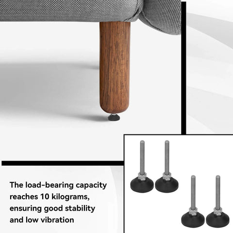 Adjustable M6 Furniture Leveling Feet Set Of 4 With Swivel Table Glides for Tables and Chairs shown with rubber feet attachment