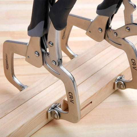 Adjustable Metal Face Clamps 11 Inch Pack Of 2 for woodworking and repairs, black silver, securing wood on a bench.