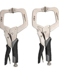 Adjustable Metal Face Clamps 11 Inch Pack Of 2 For Woodworking Welding And Repairs Black Silver, side by side view.