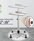 Rolling Salon Tray On Wheels For Pros In Salons And Tattoo Studios Adjustable Height Hair Stylist Cart From 22 To 38 Inches Metal Mayo Stand Tray No Rust Color Tray For Salon Medical Or Spa Use