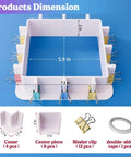 Adjustable Pro Grade Mold Housing for Silicone Molds Making Not for Direct Resin Use DIY Mold Frame Kit with dimensions and components.
