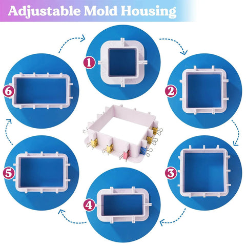 Adjustable Pro Grade Mold Housing for Silicone Molds Making Not for Direct Resin Use DIY Mold Frame Kit assembly steps view