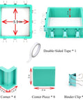 Adjustable Mold Housing Kit for Silicone Molds with double-sided tape, corners, center pieces, and binder clips visible